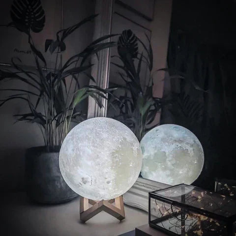 Magische Maanlamp - met Draadloze Touch Control en Houten Stand