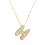 Dames Ketting – Initial Hanger – Fonkelende Stenen – Verfijnde Schakelketting – Statement Sieraad