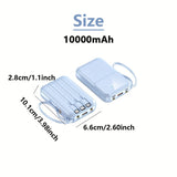 Ultieme Draagbare Powerbank 10000mAh - Snel Opladen met Ingebouwde Kabels