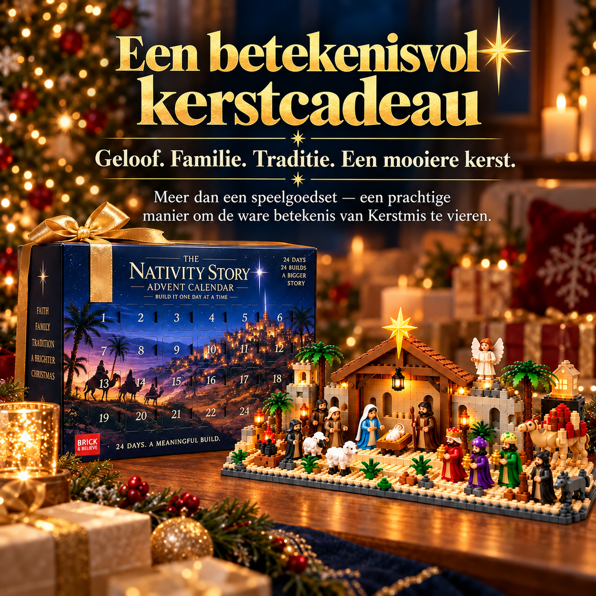 Adventkalender van de Geboorte – Bouwbare Kerststal Set voor 24 Dagen