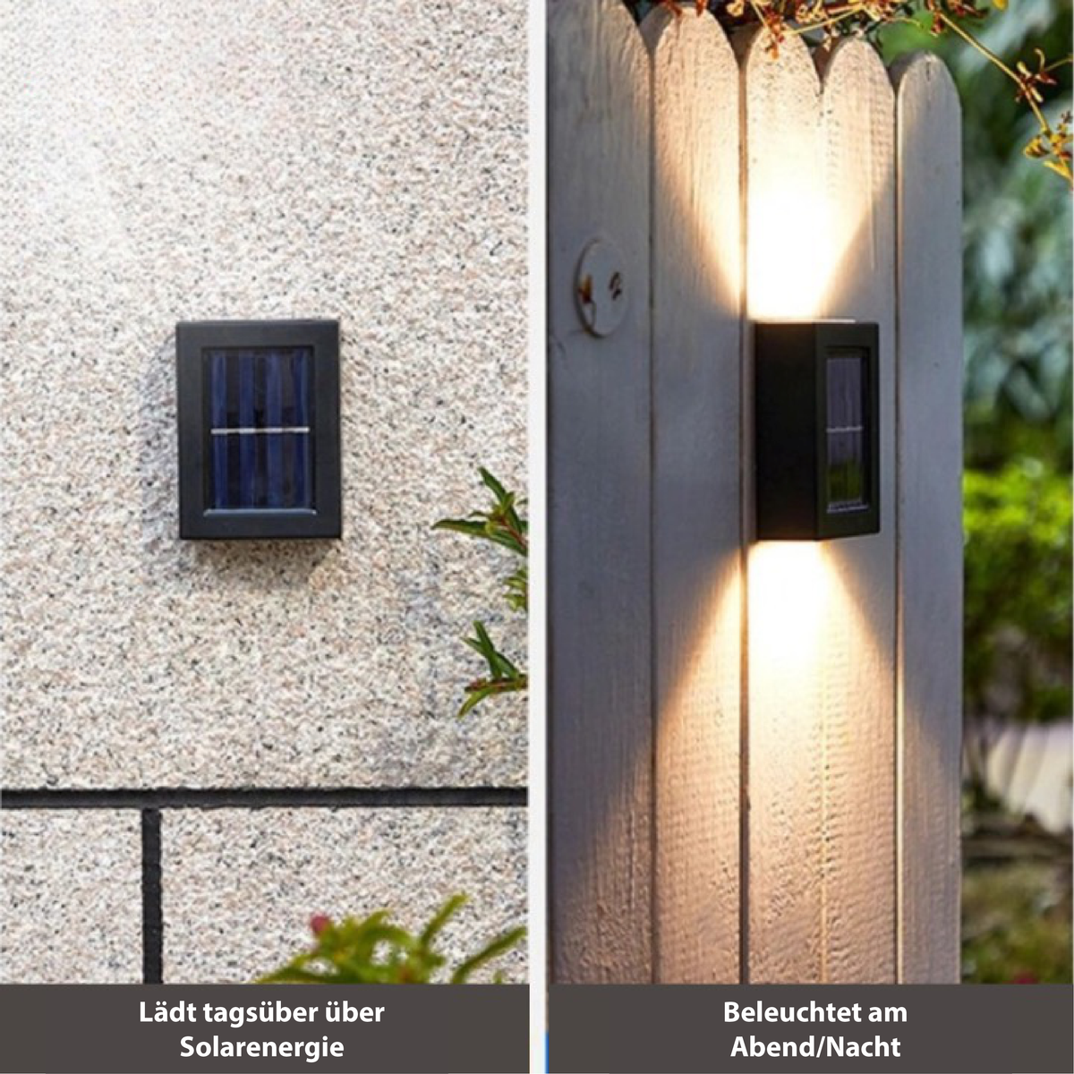 Zonne-energie LED Wandlamp – Draadloze Waterdichte Tuinlamp