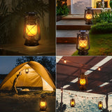 Set van 2 Solar Lantaarns – Vintage Dansende Vlam LED Lichten voor Tuin en Patio