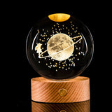 3D Kristallen LED Lamp – Decoratieve Lichtbol met Houten Basis