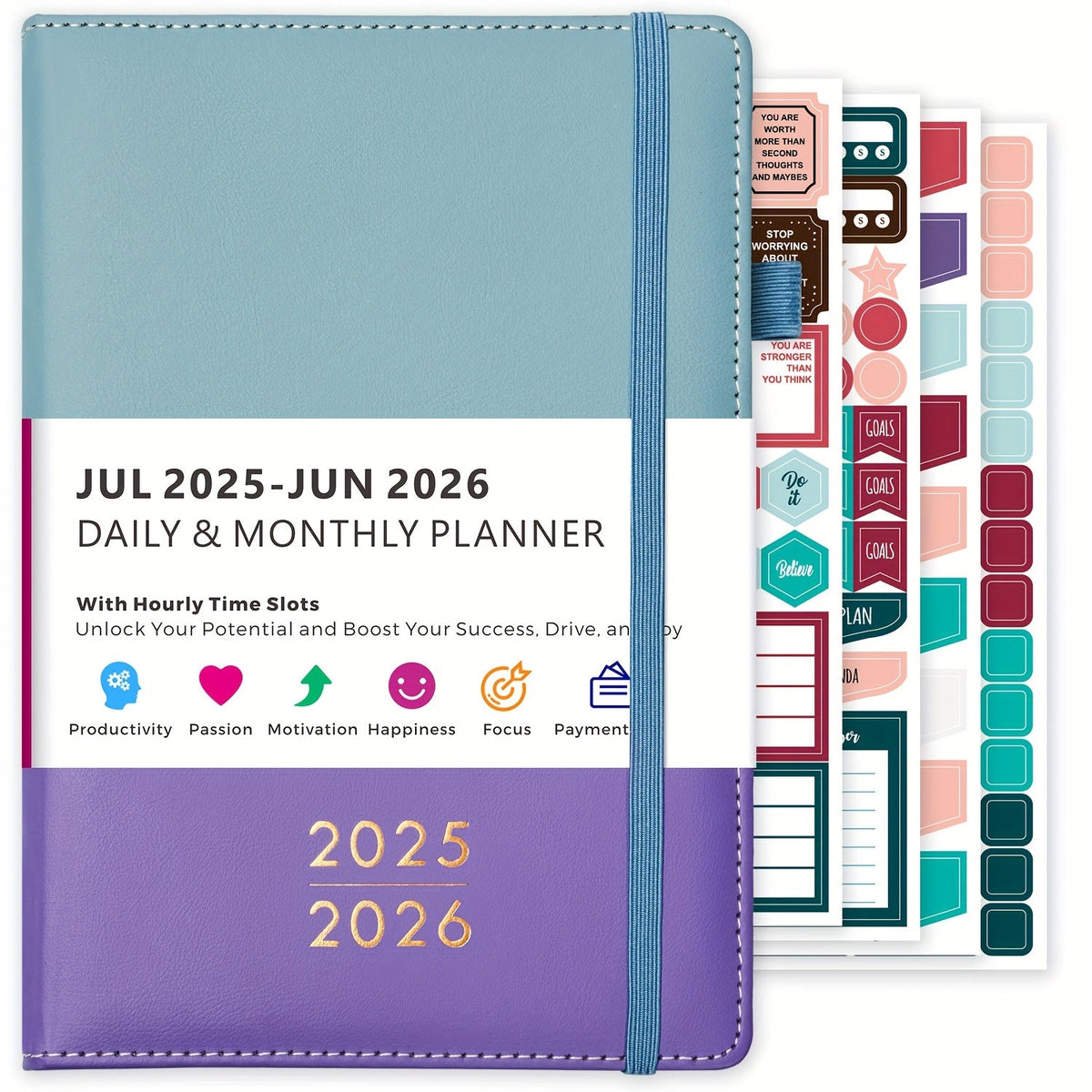 2025-2026 planner met maand- en dagschema | Agenda | Luxe lederen planner met tabs en opbergvak