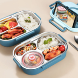 Thermo-Lunchbox van roestvrij staal – binnenin van roestvrij staal – 3 of 4 vakken met soepkom – Wandklok