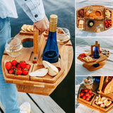 Elegante Eiken Picknick Wijn Tafel – Compact & Veelzijdig