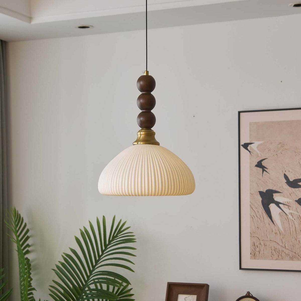 Hanglamp met Glas - Hout & Metaal