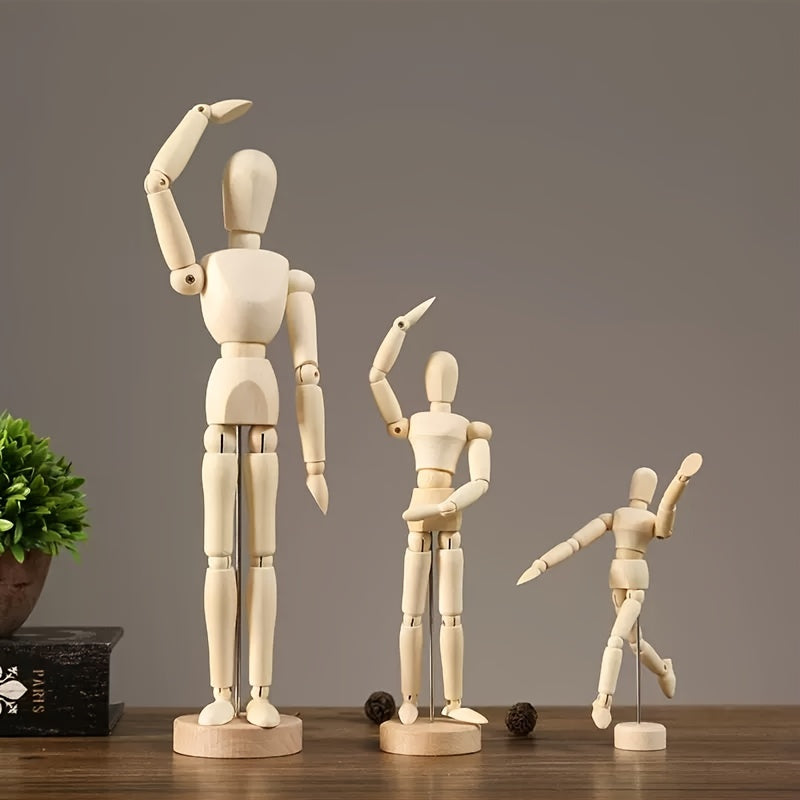Abrikoos Houten Kunstmannequin – Flexibel en Natuurlijke Look