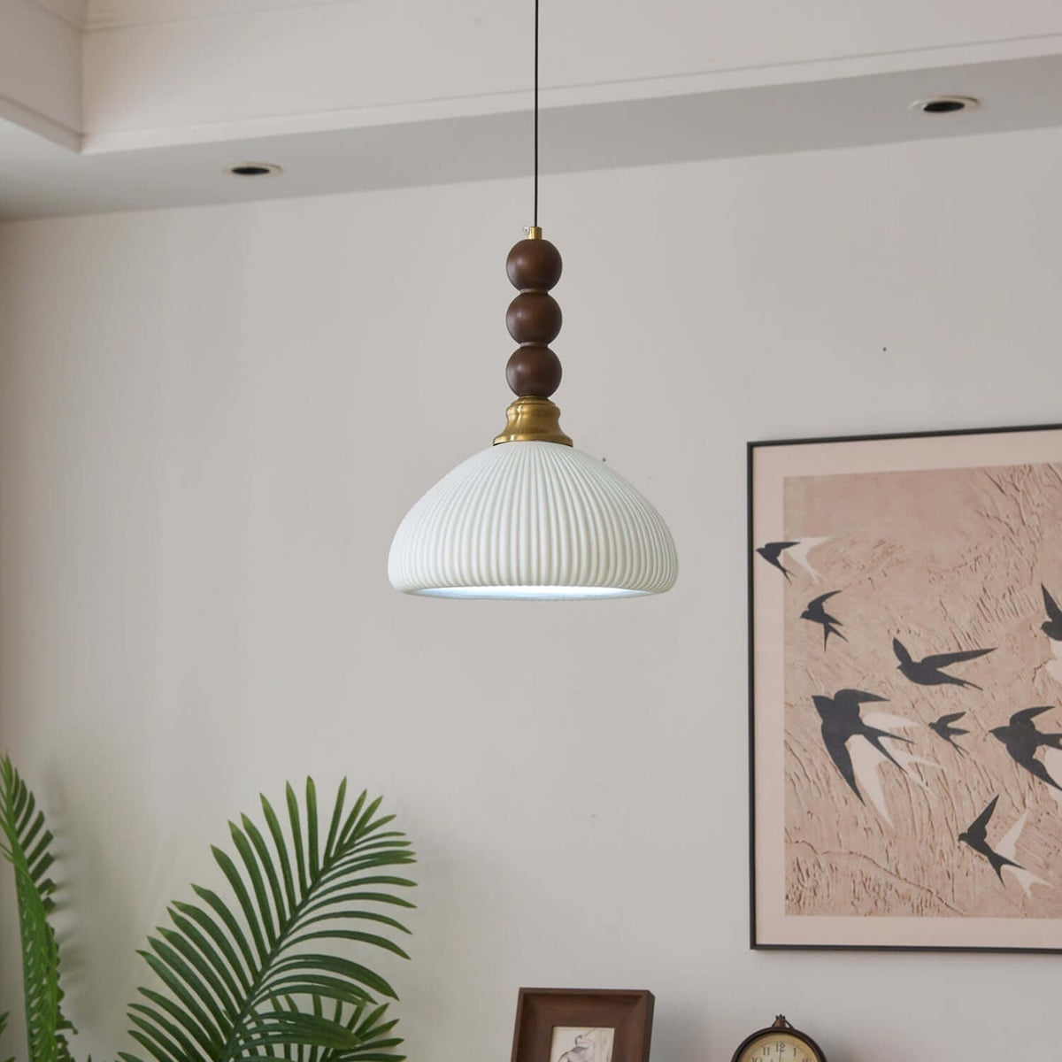 Hanglamp met Glas - Hout & Metaal