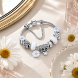 925 Sterling zilveren armband met bloemencharms | Elegante dames sieraad cadeau