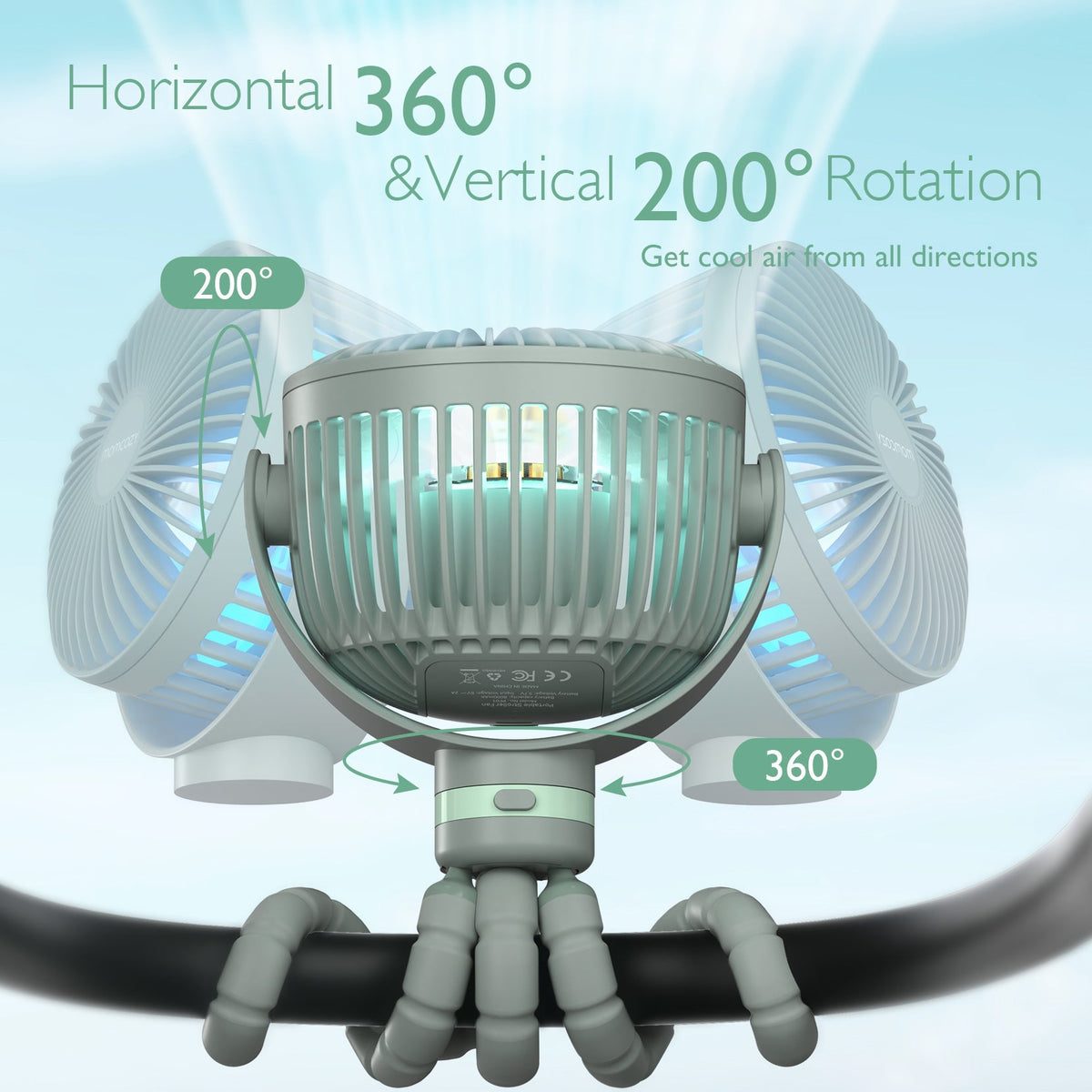 USB Oplaadbare Handheld Koelventilator voor Reizen