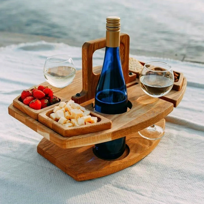 VinHolz | Draagbare Picknick Wijn Tafel van Hout