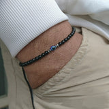 Herenarmband van 4 mm natuursteen met Boze-Ogen-kraal – Thor