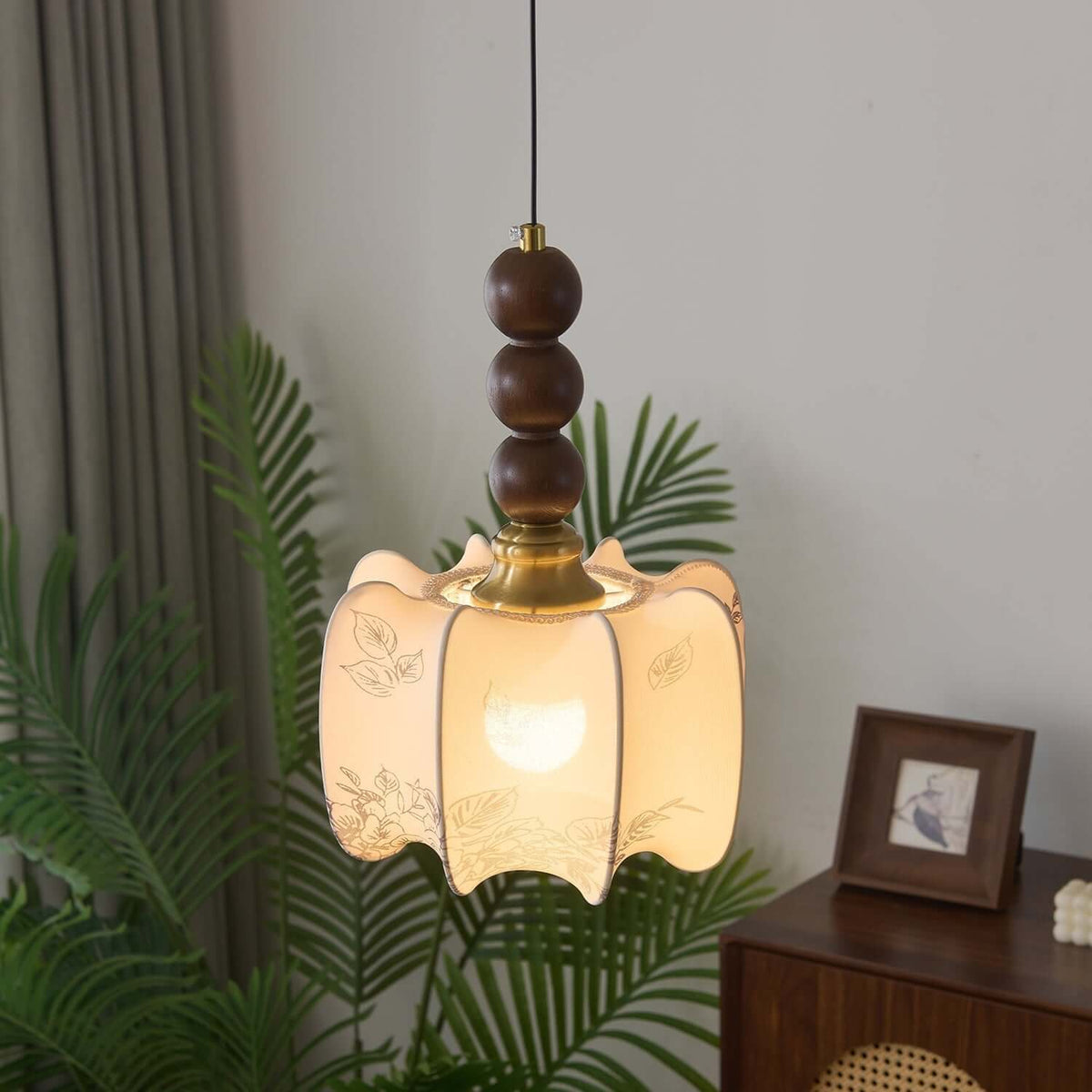 Hanglamp met Glas - Hout & Metaal