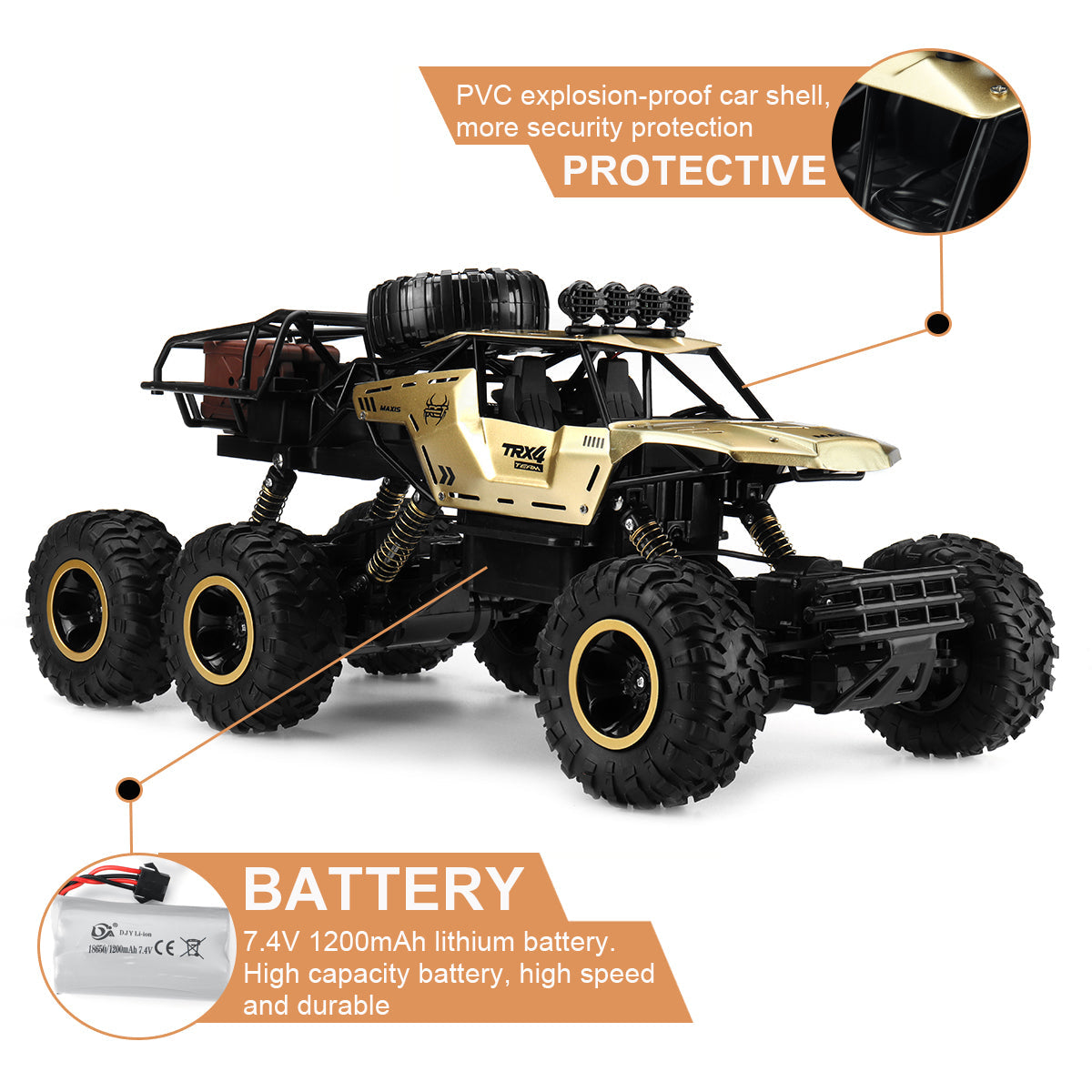 TerraX Elite 4-wielige RC-monstertruck – Offroad-krachtpatser op schaal 1:12 met een topsnelheid van