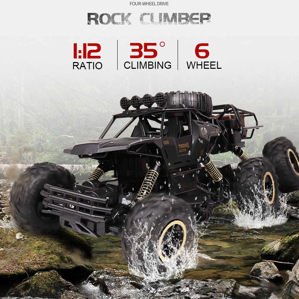 TerraX Elite 4-wielige RC-monstertruck – Offroad-krachtpatser op schaal 1:12 met een topsnelheid van
