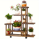 Robuuste 6-laags Houten Plantenstandaard – Gecarboniseerde Behandeling