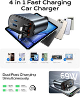 Uittrekbare Auto-Lader 69W USB C
