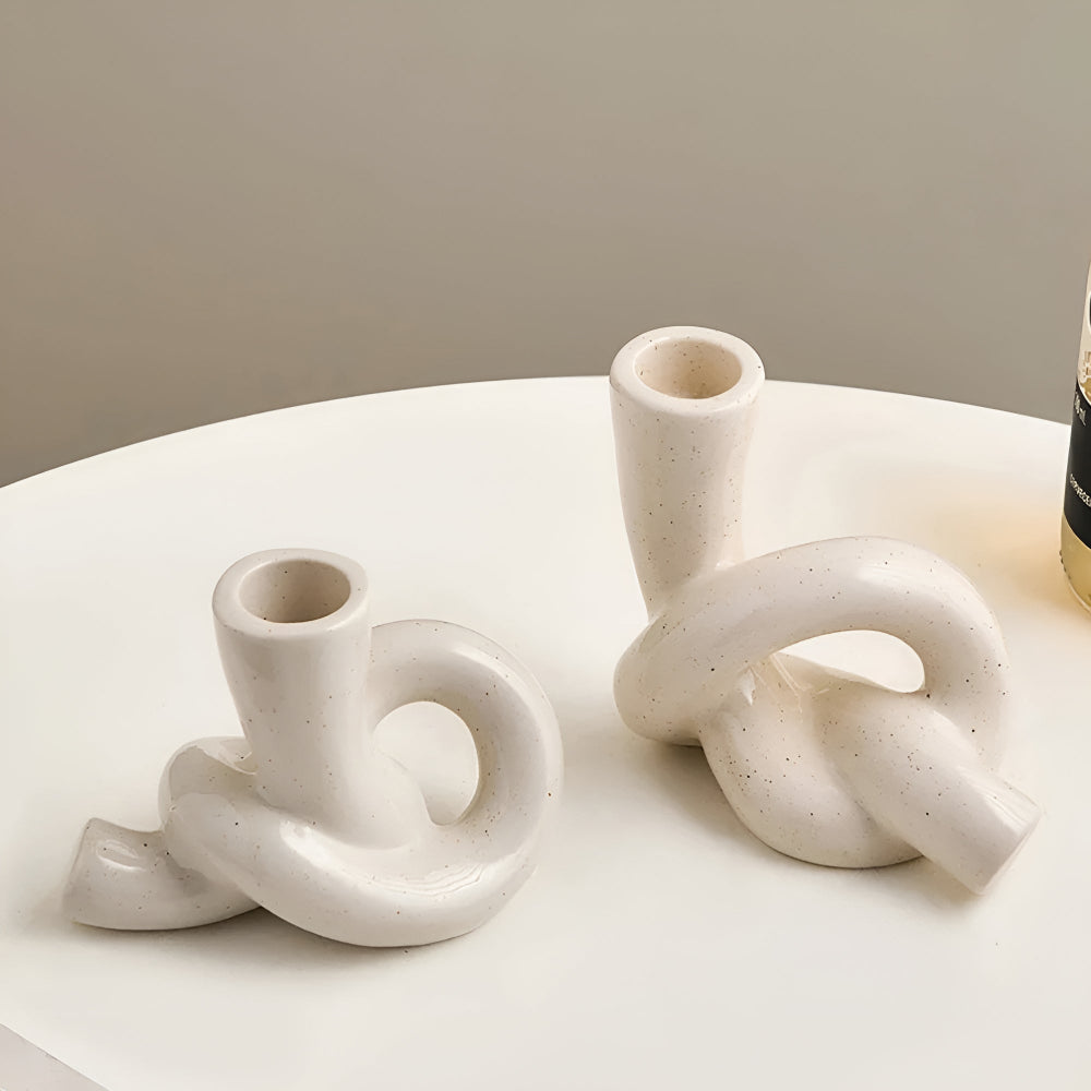 Minimalistische Keramische Knoop Kandelaar – Stijlvolle Woondecoratie