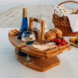 Elegante Eiken Picknick Wijn Tafel – Compact & Veelzijdig