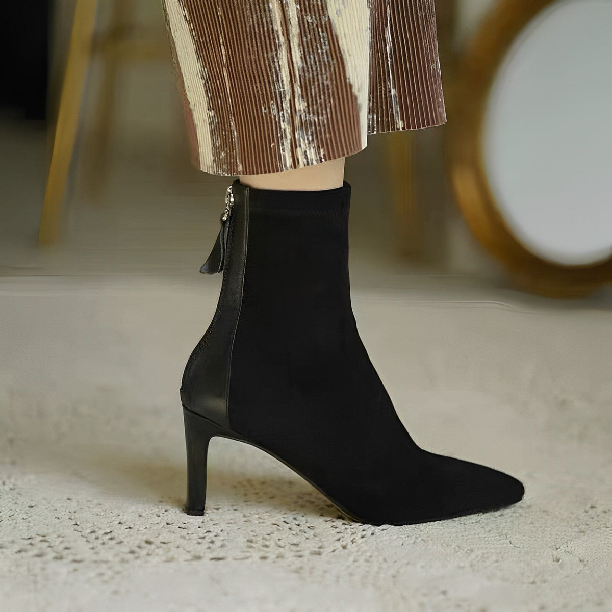 SEREEN | Dames Enkellaarsjes met Slanke Hak en Luxe Look