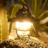 Vintage LED Campinglantaarn - Oplaadbaar en Duurzaam voor Buitenavonturen