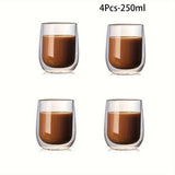 Set van 4 Dubbelwandige Glazen – 350ml Glas voor Warme en Koude Dranken
