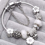 925 Sterling zilveren armband met bloemencharms | Elegante dames sieraad cadeau