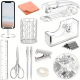 Roségouden acryl bureau organizer set | Bureau organizer | Complete set met nietmachine, liniaal en meer