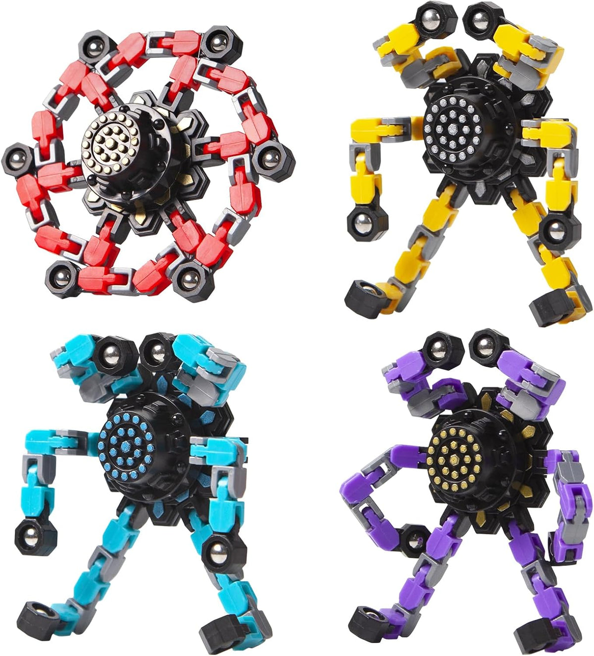Vormbaar Anti-Stress Fidget Spinner voor Kinderen & Volwassenen – Set van 4