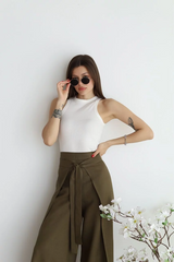 Nuvano | Wide Crop Pantalon Dames | Hoge Taille Broek met Wijde Pijpen en Elegant Design