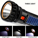 SolarBeam LED Zaklamp - Oplaadbaar met Zonnepaneel & USB
