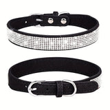 Verstelbare Leren Hondenhalsband met Strass – Sterk en Duurzaam