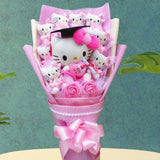 Boeket Van Gekleurde Synthetische Bloemen Met Hello Kitty Figuren Voor Cadeaus En Decoratie