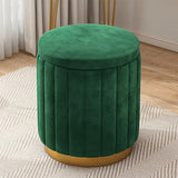 Nordic Chic Opberg Ottoman – Stijlvolle Ronde Pouf met Opslag en Spiegelafwerking