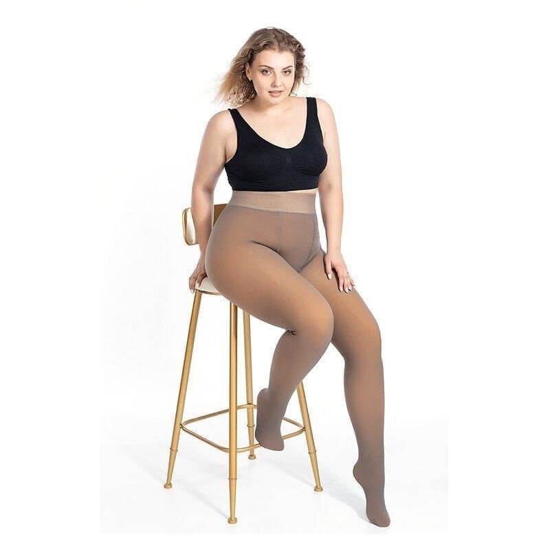 Lunava | Fleece Panty Fake Doorschijnend | Warme Winterpanty met Huideffect en Thermovoering