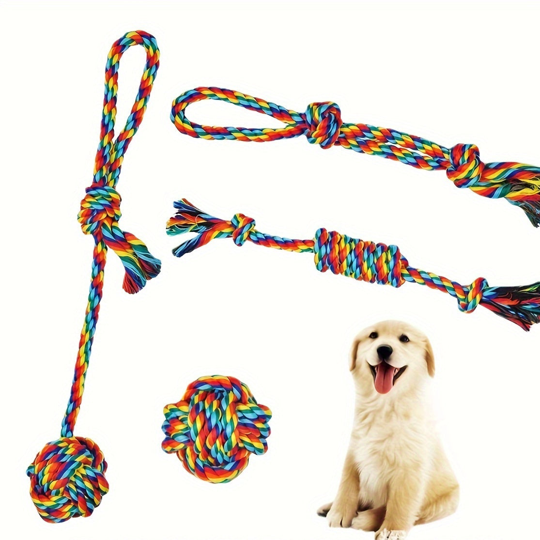 4-delige Honden Speelgoedset – Ideaal voor Kauwen, Bijten en Speeltijd