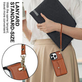 Lederen schoudertas met draagtas en lanyard voor de iPhone