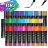 100 Kleuren Dual-Tip Stiften Set – Veelzijdige Fineliner en Brush Tips voor Creatieve Projecten