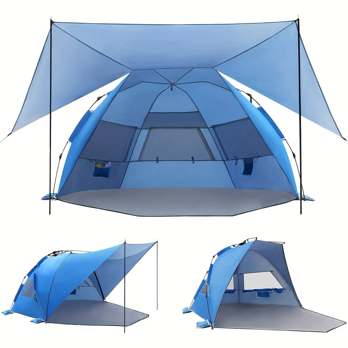 BreezeShield Strandtent – Lichtgewicht en Ruimtelijk voor 4-6 Personen
