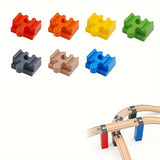 Set van 7-14 Kleurrijke Houten Spooradapters – Verstelbare Connectoren voor Modelbouw