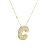 Dames Ketting – Initial Hanger – Fonkelende Stenen – Verfijnde Schakelketting – Statement Sieraad