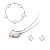 Celeste Clover Sieraden Set | Allergievriendelijke ketting, armband en oorbellen van roestvrij staal