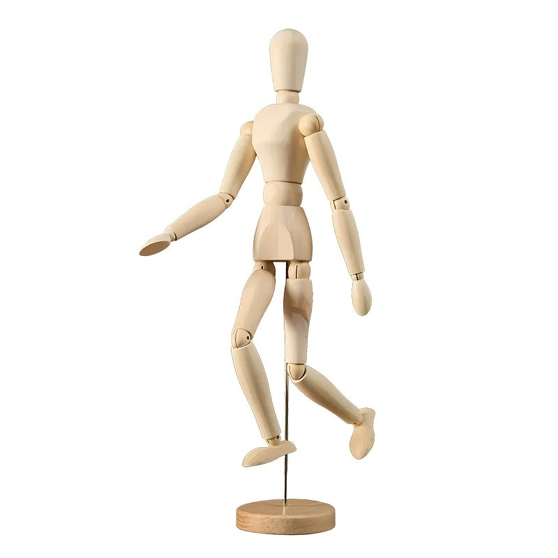 Abrikoos Houten Kunstmannequin – Flexibel en Natuurlijke Look