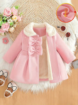 Lotte Winterjas voor kinderen - Elegant met Strik en Pluche Kraag voor Koude Dagen