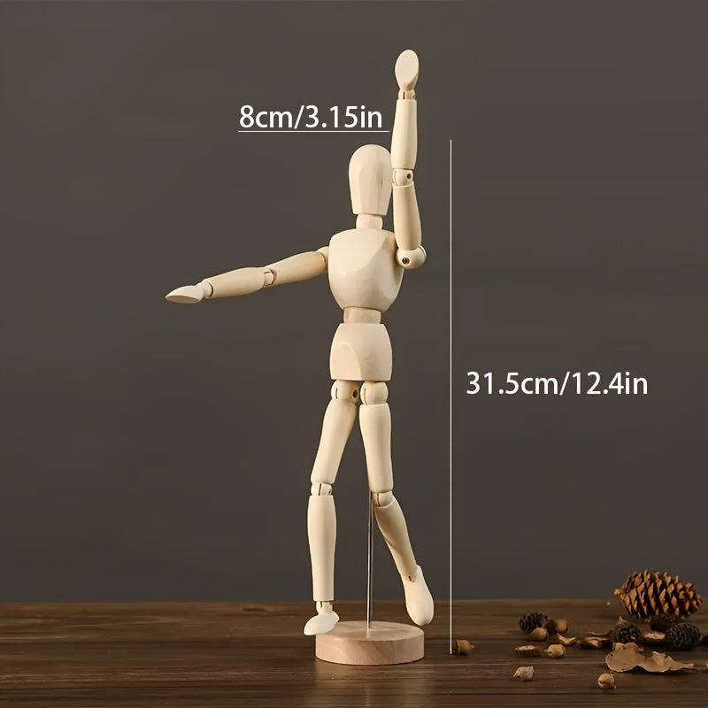 Abrikoos Houten Kunstmannequin – Flexibel en Natuurlijke Look