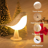LED Vogel Lamp met Aroma Diffuser – USB Oplaadbare Nachtlamp en Leeslamp met 3 Kleur Temperaturen