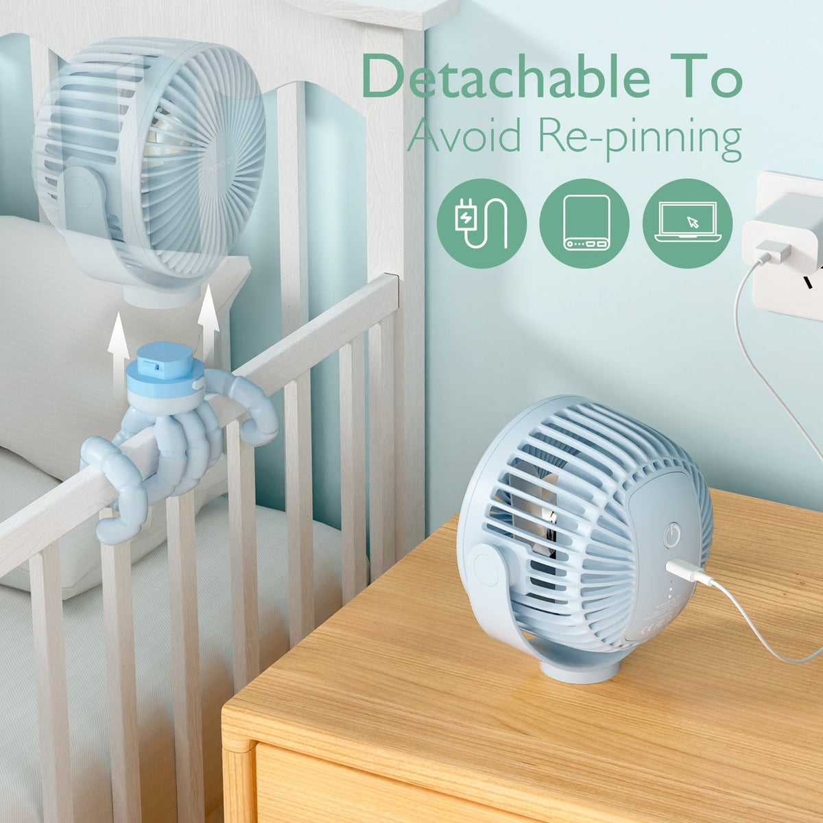 USB Oplaadbare Handheld Koelventilator voor Reizen