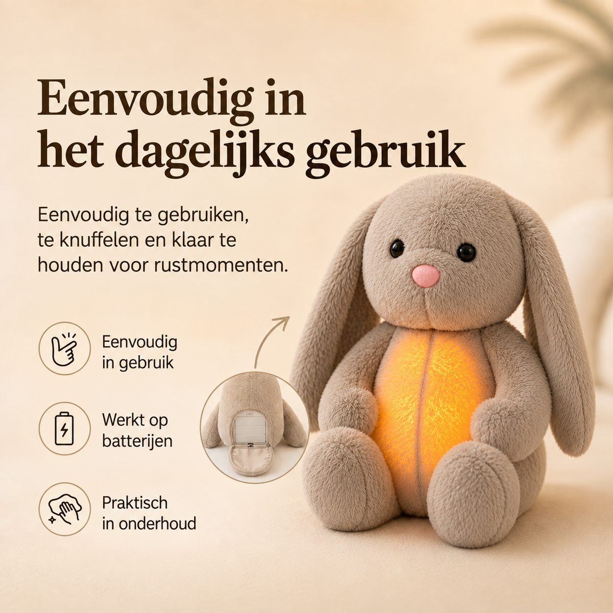 Rustgevende Knuffel met Ademhaling & Nachtlampje - Kalmerend