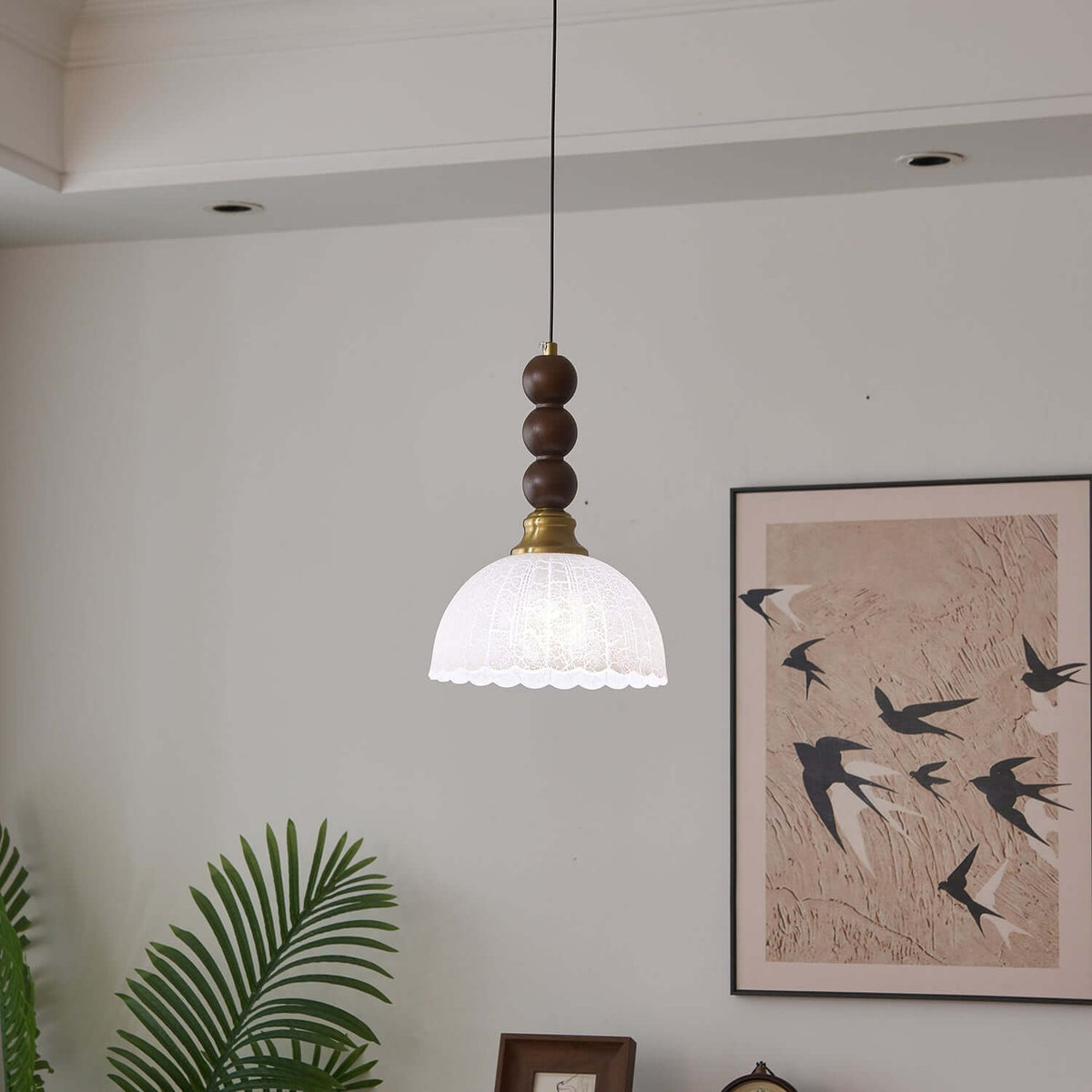 Hanglamp met Glas - Hout & Metaal